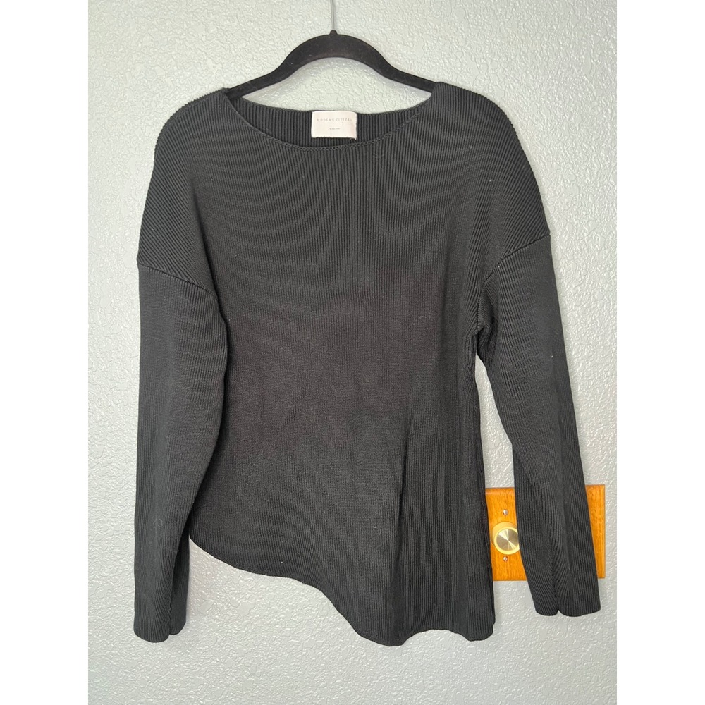 Modern Citizen Black Asymmetric Ribbed Knit Sweater MC21T178 Medium